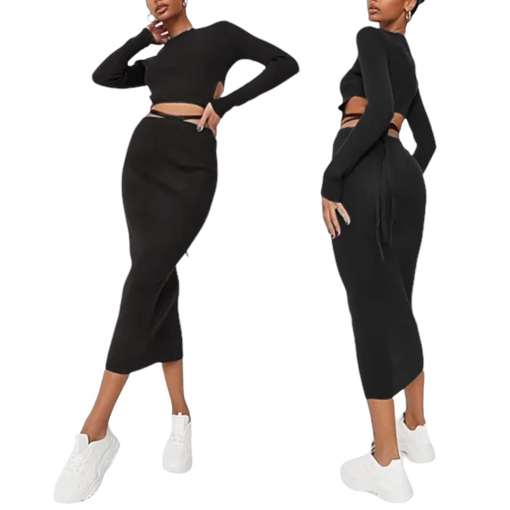 NWT MISSGUIDED‎ Ribbed Knit Bodycon Midi Skirt. Size 4